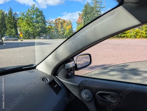 фотографія Car side mirror with additional blind spot mirror for improved visibility