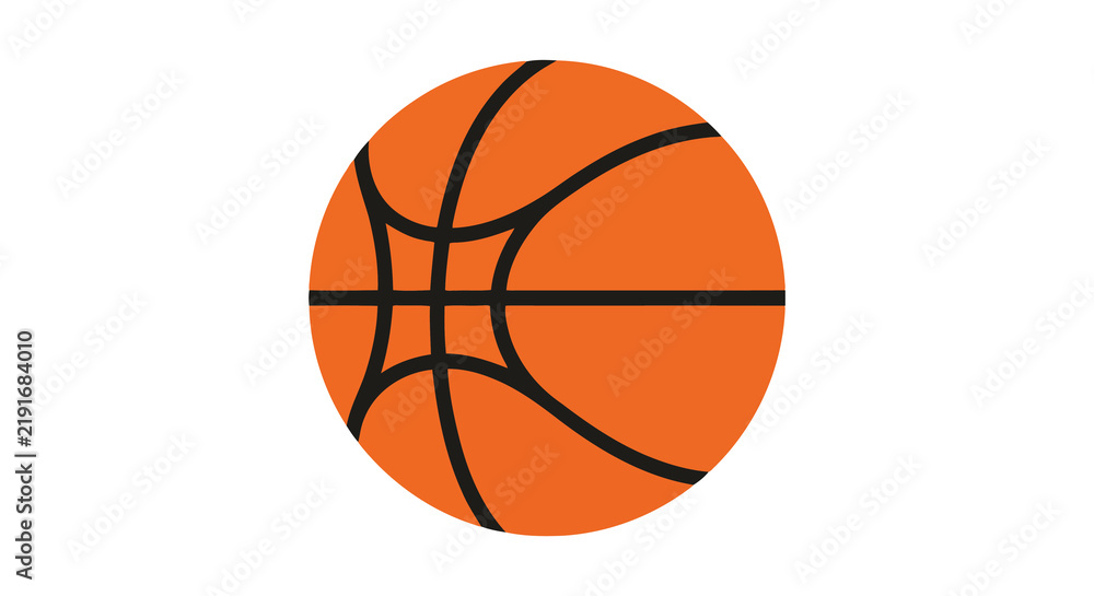 Fototapeta premium Orange basketball with black lines is isolated on a white background
