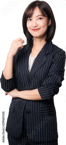Happy asian woman business portrait executive representing artificial intelligence chatbot technology innovation corporate leadership professional confidence background