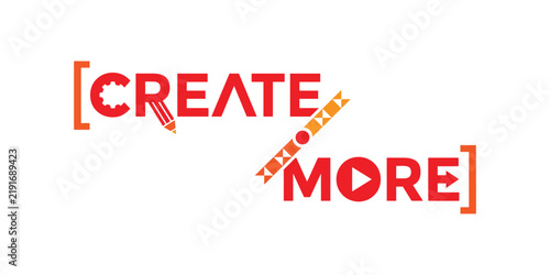 Creative typography with pencil and rocket illustration on white