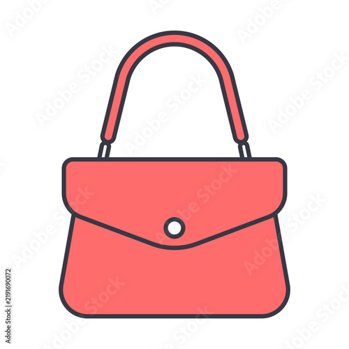 Red Envelope Handbag Flat design style, compact bag with pointed flap and button closure, ideal for fashion graphics, shopping designs and accessory layouts