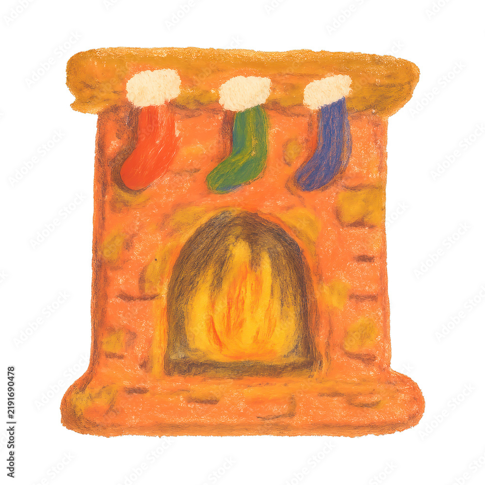 Obraz premium PNG Cozy fireplace with festive stockings.