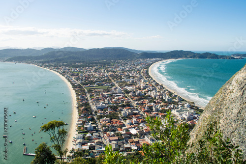 Aerial view of Bombinhas Peninsula and surrounding coastline