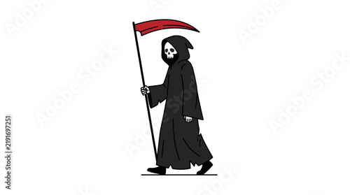 Bild auf Leinwand Grim Reaper with Scythe Vector Illustration