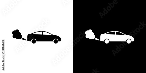 Car Emission Solid Icon Set. Vehicle Pollution, Environmental Impact, And Air Quality Silhouette Symbol Collection. Eco-Friendly Awareness. Isolated Vector Illustration