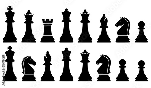 Foto Chess Piece Silhouette Collection – Classic Board Game Vector Icons