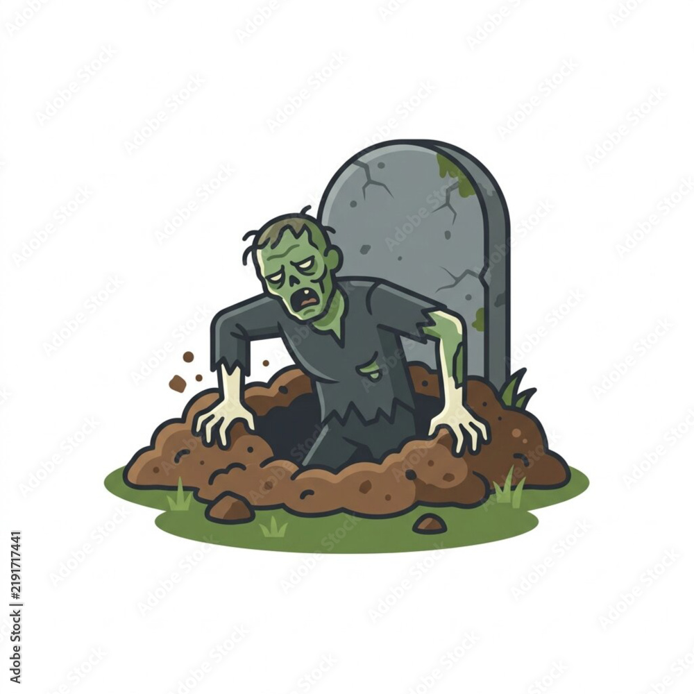 Obraz premium cartoon zombie halloween