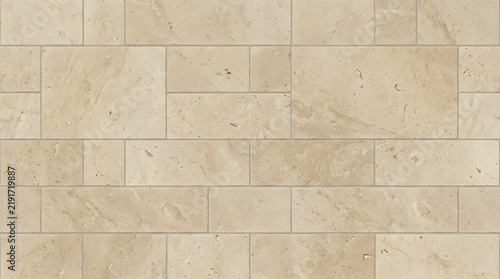Seamless Beige Travertine Stone Wall Texture.