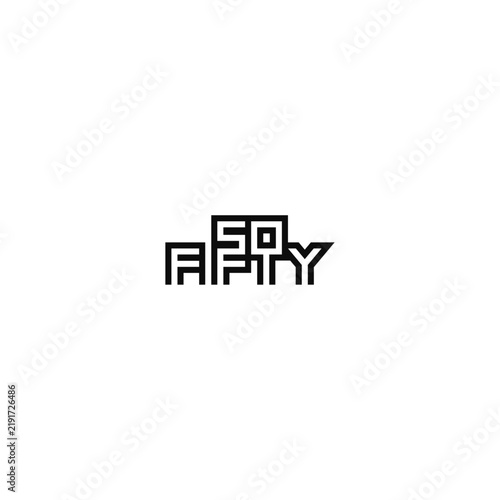 Fifty negative text logo.