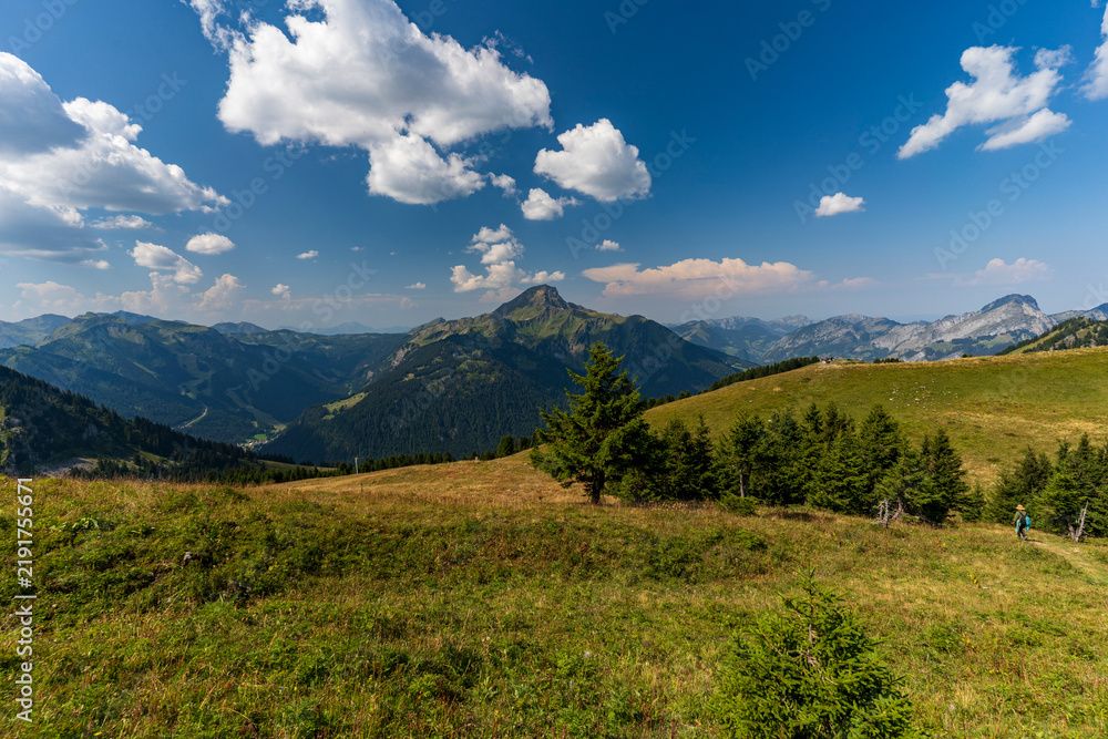 Fototapeta premium Distant Mountain Ranges across the Châtel Landscape