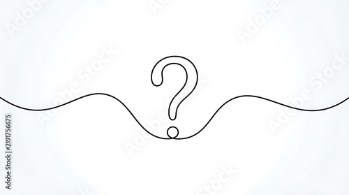 Continuous single line drawing of a question mark symbol with question minimalist continuous abstract monochrome