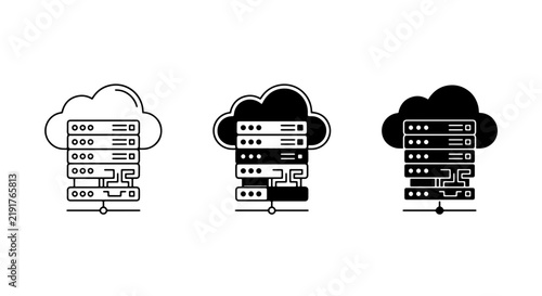 Plakat Cloud Server Icons, Data Storage Vector Graphics, Network Technology Symbols