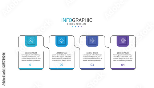 Business infographic template. 4 Step timeline journey. Process diagram, Infographic elements vector illustration.