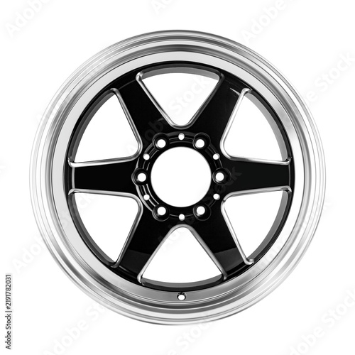 Car Wheel , Alloy Wheel , sport design front view  Black Chrome color Isolated on transparent Background.