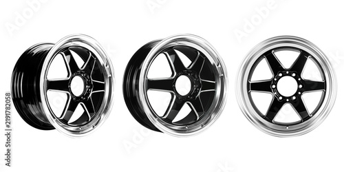 Car Wheel , Alloy Wheel , sport design  photo set  Black Chrome color Isolated on transparent Background.	
