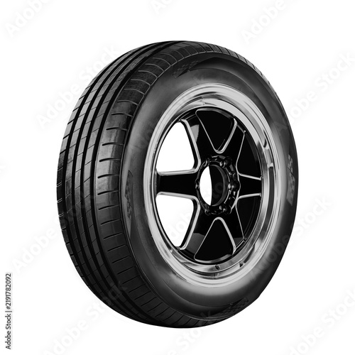 Wheel car , Car tire, side view isolated on transparent background.	