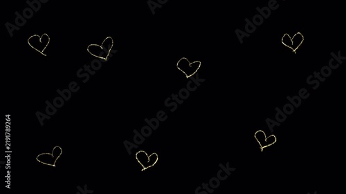 Hand Drawn Gold Heart Alpha Channel