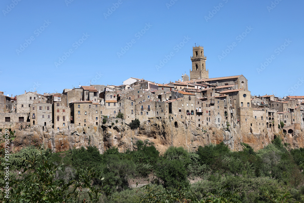 Fototapeta premium Pitigliano - the picturesque medieval town founded in Etruscan time on the tuff hill in Tuscany, Italy.