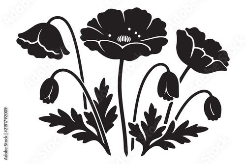 Stylized Poppy Flower Silhouette.