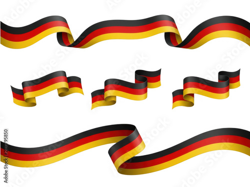Set of wavy ribbons with the german flag colors isolated on transparent background