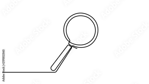 Magnifying glass continuous one line drawing animation, Animation of a single line drawing of a magnifying glass, Full length single line art animation. Full length one line animation 4k video