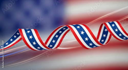 American flag ribbon swirl abstract patriotic background for united states celebrations