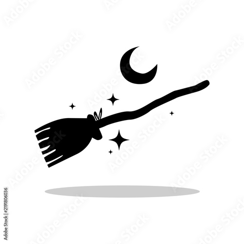 Halloween night broom icon symbol design vector