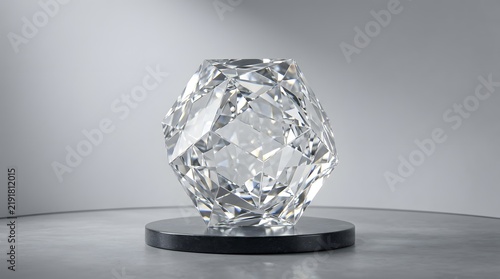 Crystalline geometric structure, abstract 3D crystal formation background