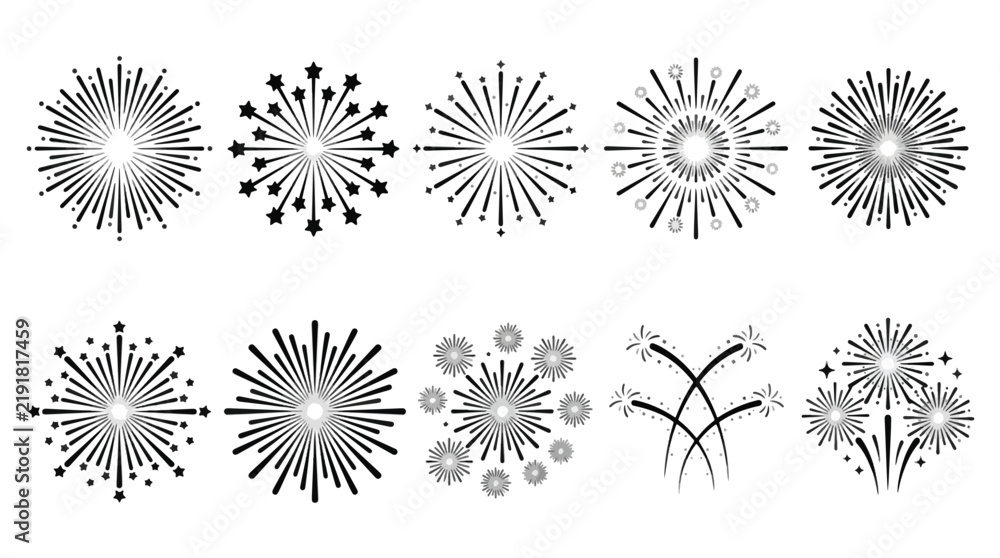 Obraz premium Set of decorative radial floral starburst graphic ornaments.
