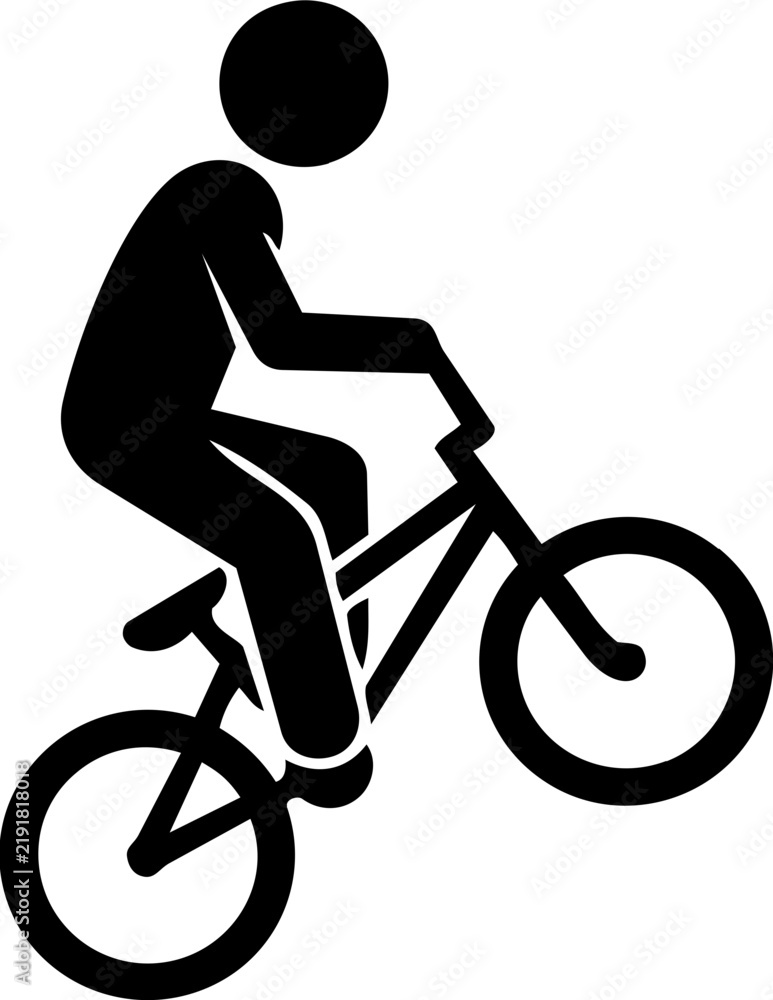 Obraz premium Black silhouette icon of a bmx flatland rider