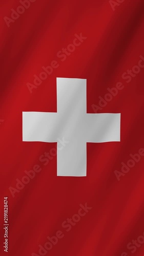 Switzerland flag waving in the wind 4K animation vertical video