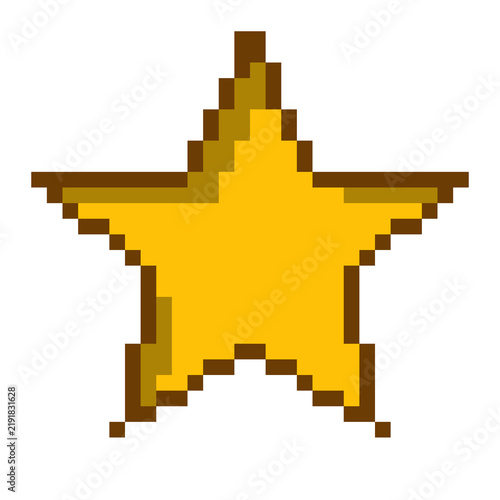 Pixel Art Star 8 Bit Retro Video Game Yellow Star Icon Transparent Background