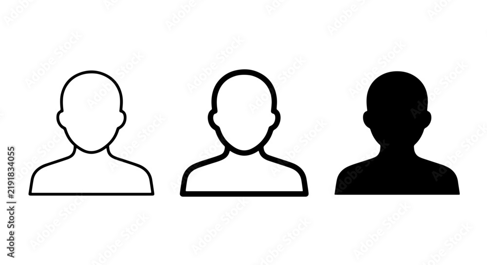 Fototapeta premium User Profile Icons, Person Silhouette Vector Set, Anonymous Avatar Graphics