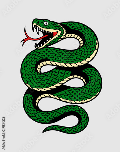Snake Tattoo vintage illustration, retro design, old school vintage