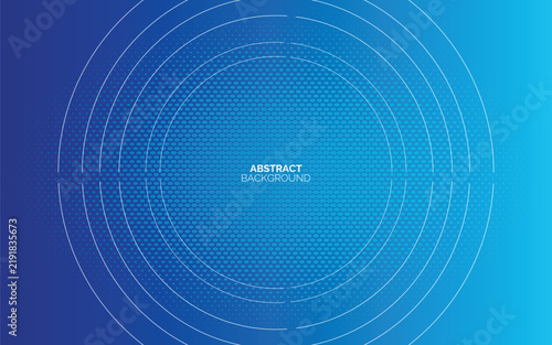 Abstract background with blue gradient and circular halftone pattern layers.
