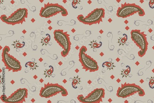Paisley Heritage  Hand Drawn Seamless Pattern  For Fabric Wallpaper Fashion textiles