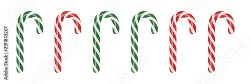 Fotografie candy cane stick, xmas peppermint sugar striped ornament, glossy red and white c