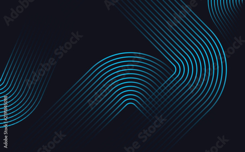 Abstract dark background with blue wavy lines forming abstract shapes.