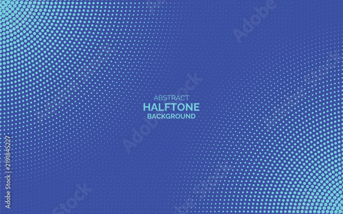 Abstract halftone background with blue dot pattern and gradients.