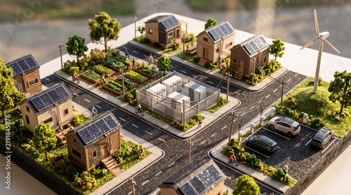 Eco friendly smart microgrid miniature community model.