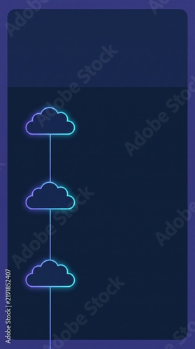 Obraz na płótnie Neon Cloud Network Nodes Minimal SaaS Vertical Background
