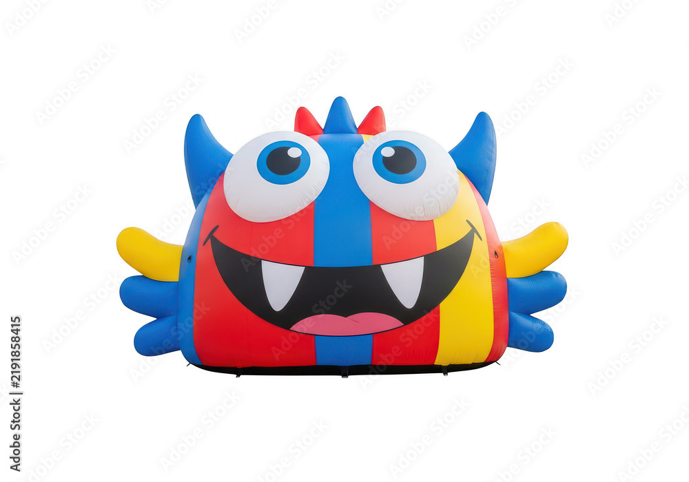 Fototapeta premium A colorful monster with a big smile isolated on transparent background