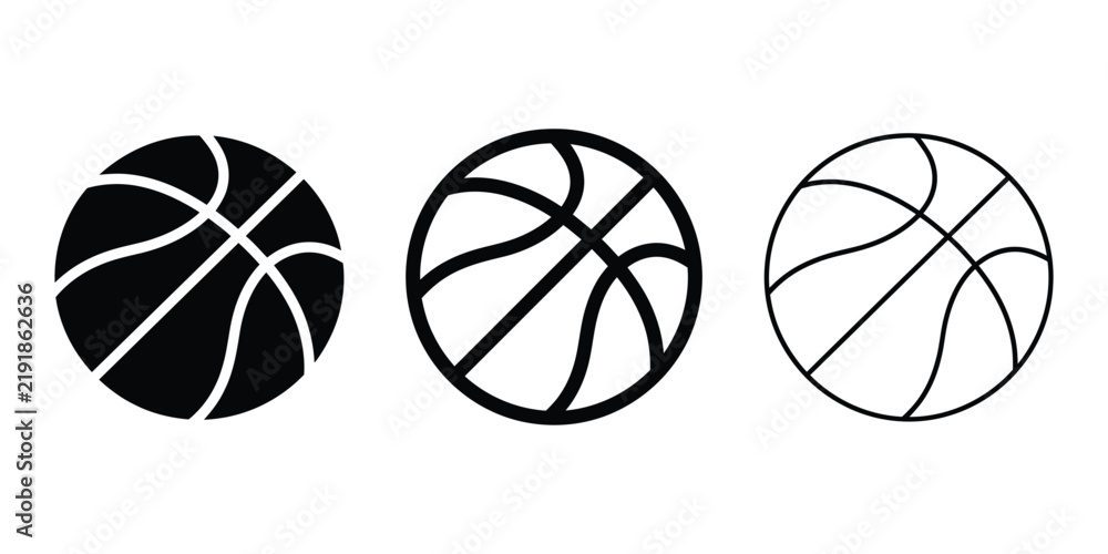 Fototapeta premium basketball icon silhouette vector outline and line art
