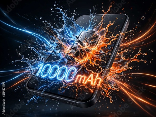 Cracked Battery Icon Explosion Effect on Smartphone Screen
