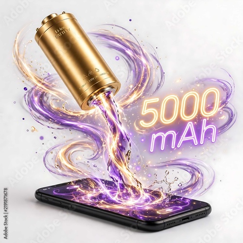 Gold Cylindrical Battery Charging Phone with Light Trail Effect