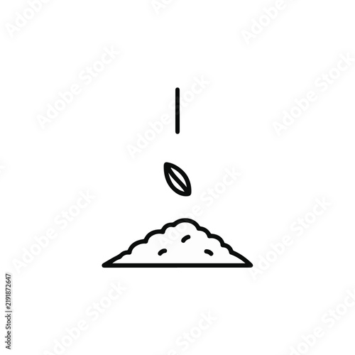 Simple line art of a seed being planted in soil
