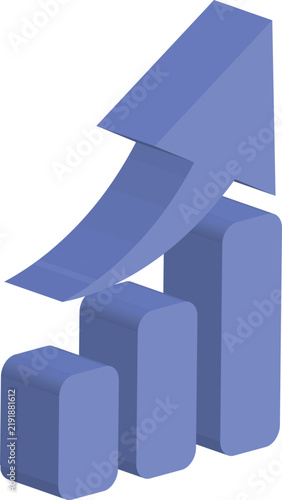3D Business Growth Graph with Upward Arrow, Financial Success Chart, Market Progress Diagram, Sales Profit Increase, Investment and Economy Concept Vector Illustration