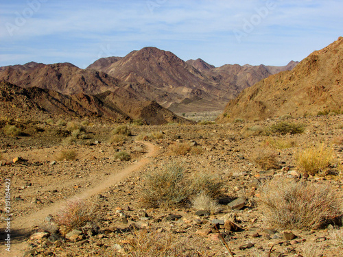 Konstfotografi A deserted trail cutting through the dry, arid, shrub land in the Fish River Can