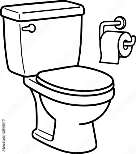 Classic ceramic toilet with tank and toilet paper holder isolated