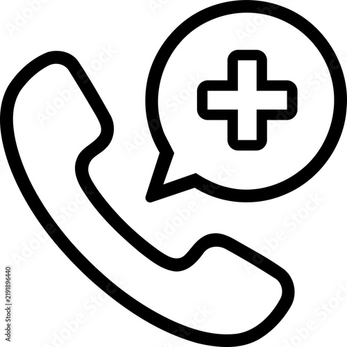 Medical emergency phone call icon isolated on transparent background